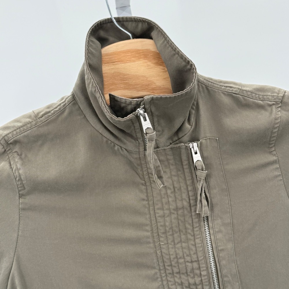 AllSaints Military Parka Jacket Lightweight Full Zip Olive Green Small